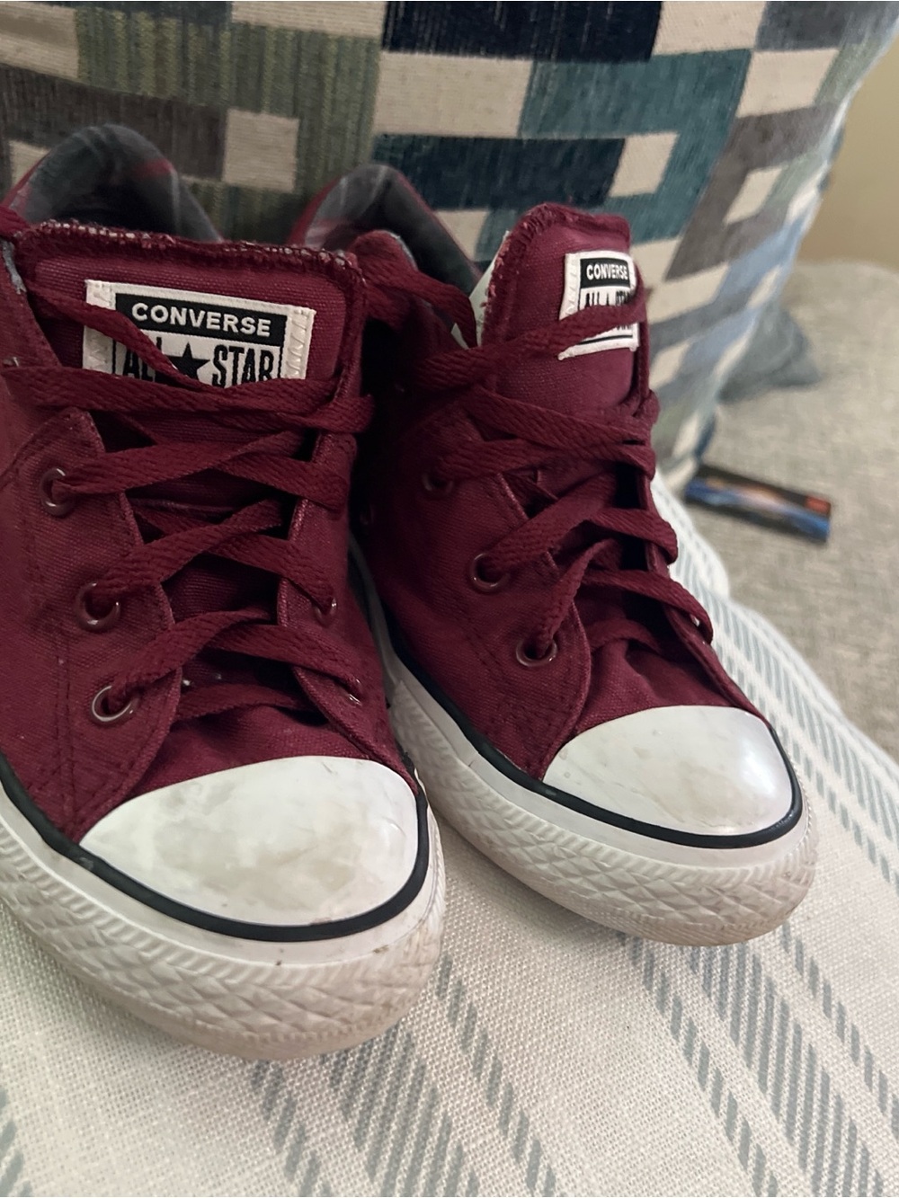 Converse Low Top Sneakers - Maroon and White